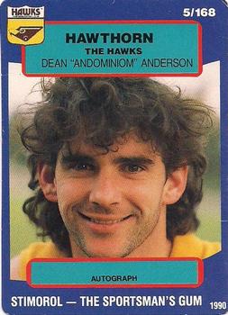 1990 AFL Scanlens Stimorol #5 Dean Anderson Front